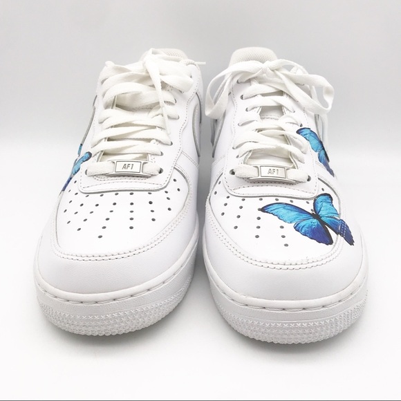 Nike Air Force 1 Custom Blue Butterfly Edition Size‎ 10 - Picture 3 of 11